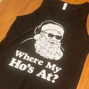 HG Apparel Santa Where My Hos At Tank Top Small Mens Funny Christmas Shirt NWT